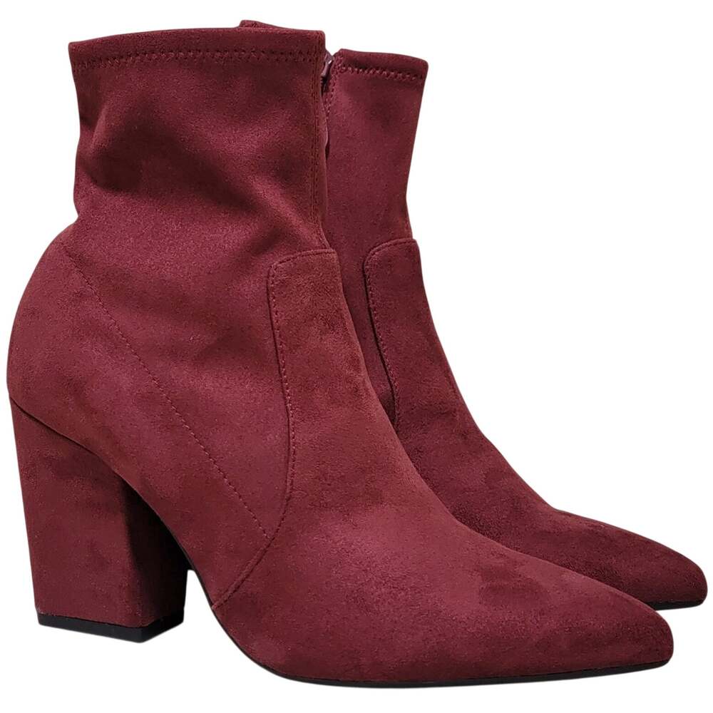 On 34th Women Lydiaa Block Heel Ankle Sock Booties Size US 7M Rouge Alur Red